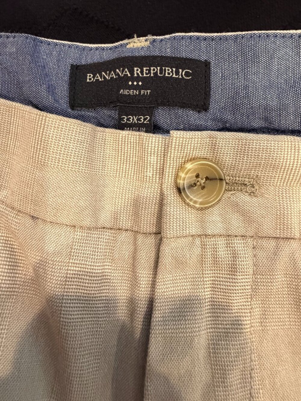 Banana Republic Tan Plaid Dress Pants NWT 33 X 32